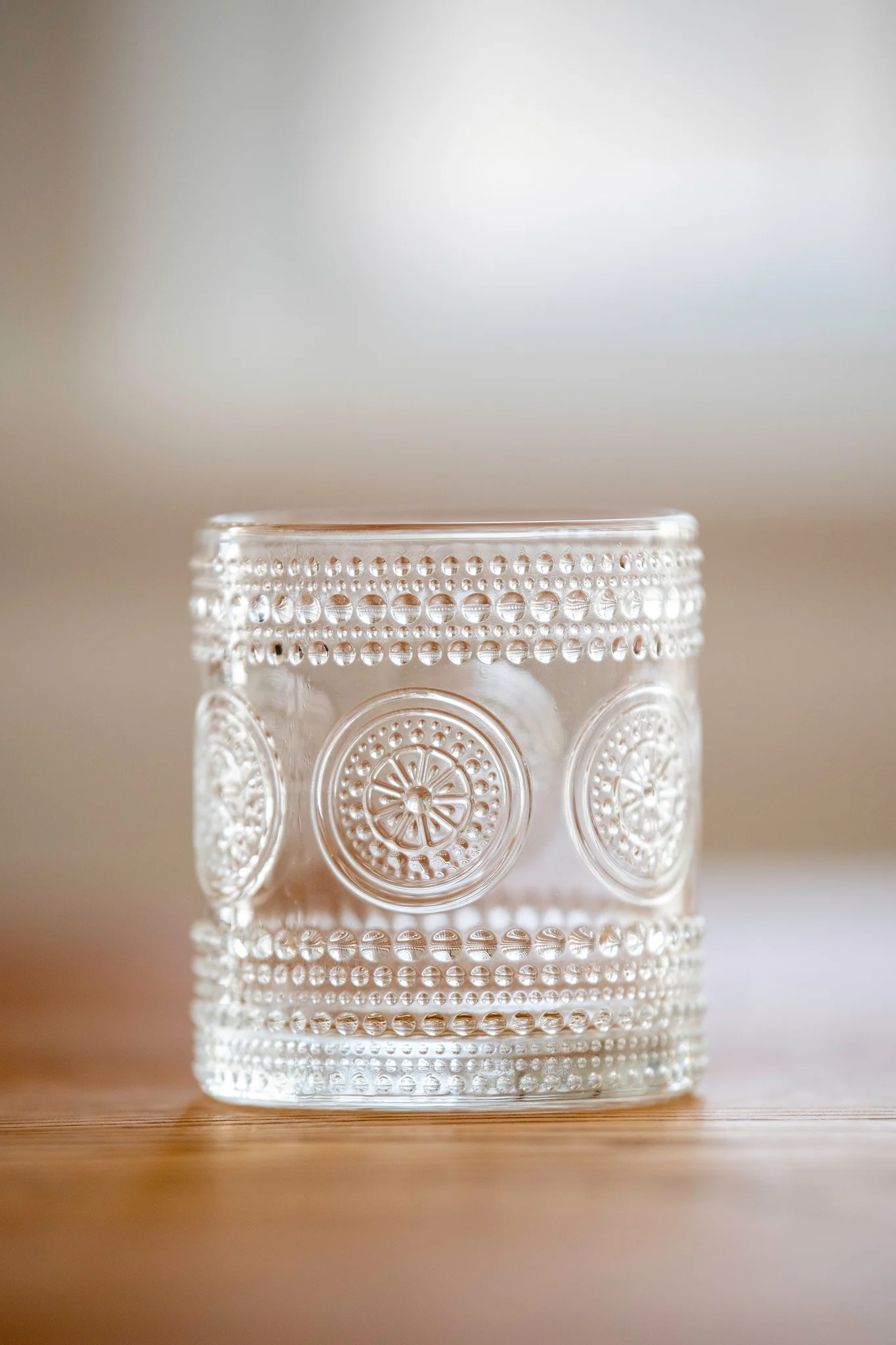 Hobnail Beaded Floral Clear Drinking Glasses — Set of 6, 10 oz. - Image 5