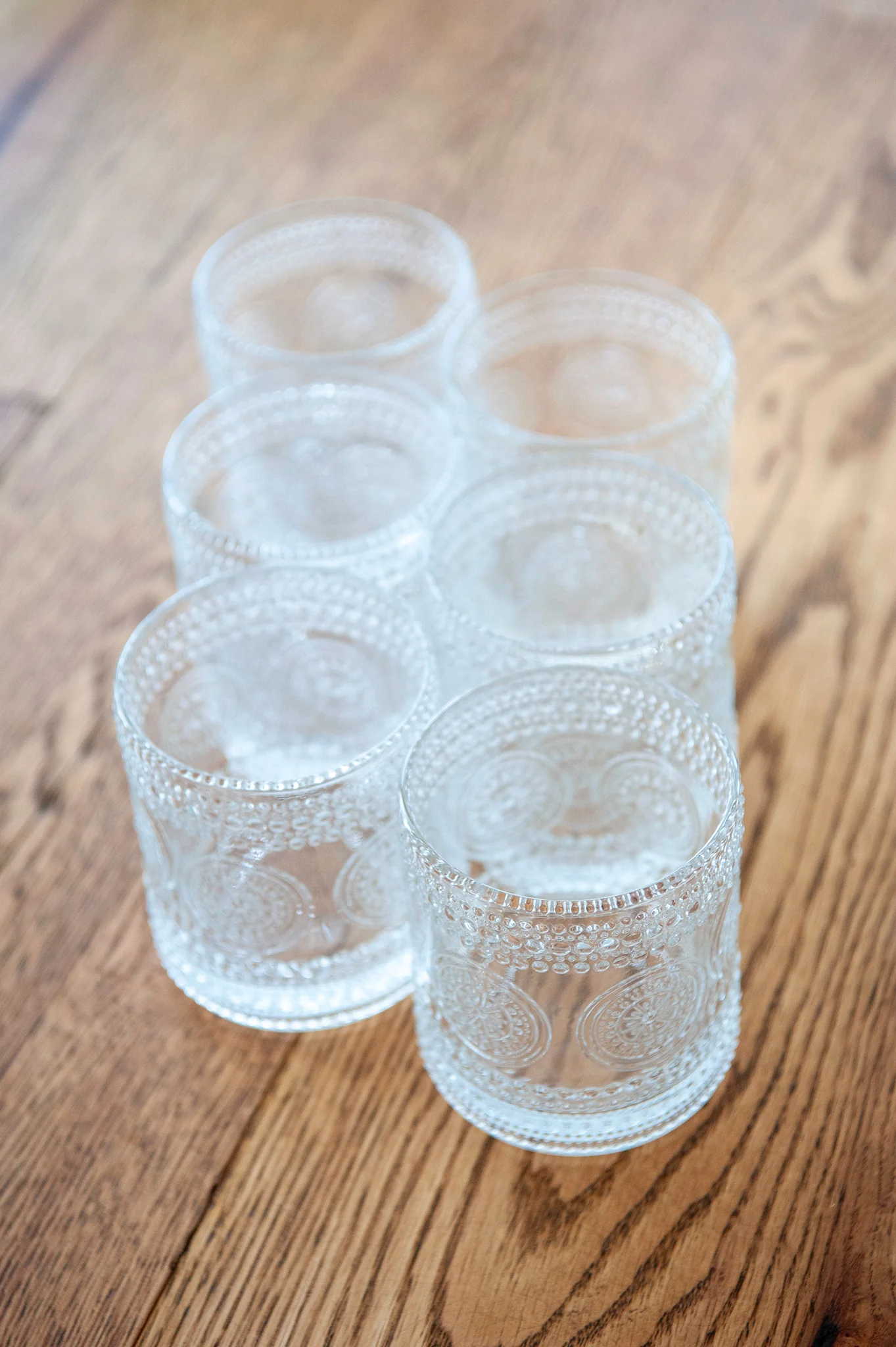 Hobnail Beaded Floral Clear Drinking Glasses — Set of 6, 10 oz. - Image 7