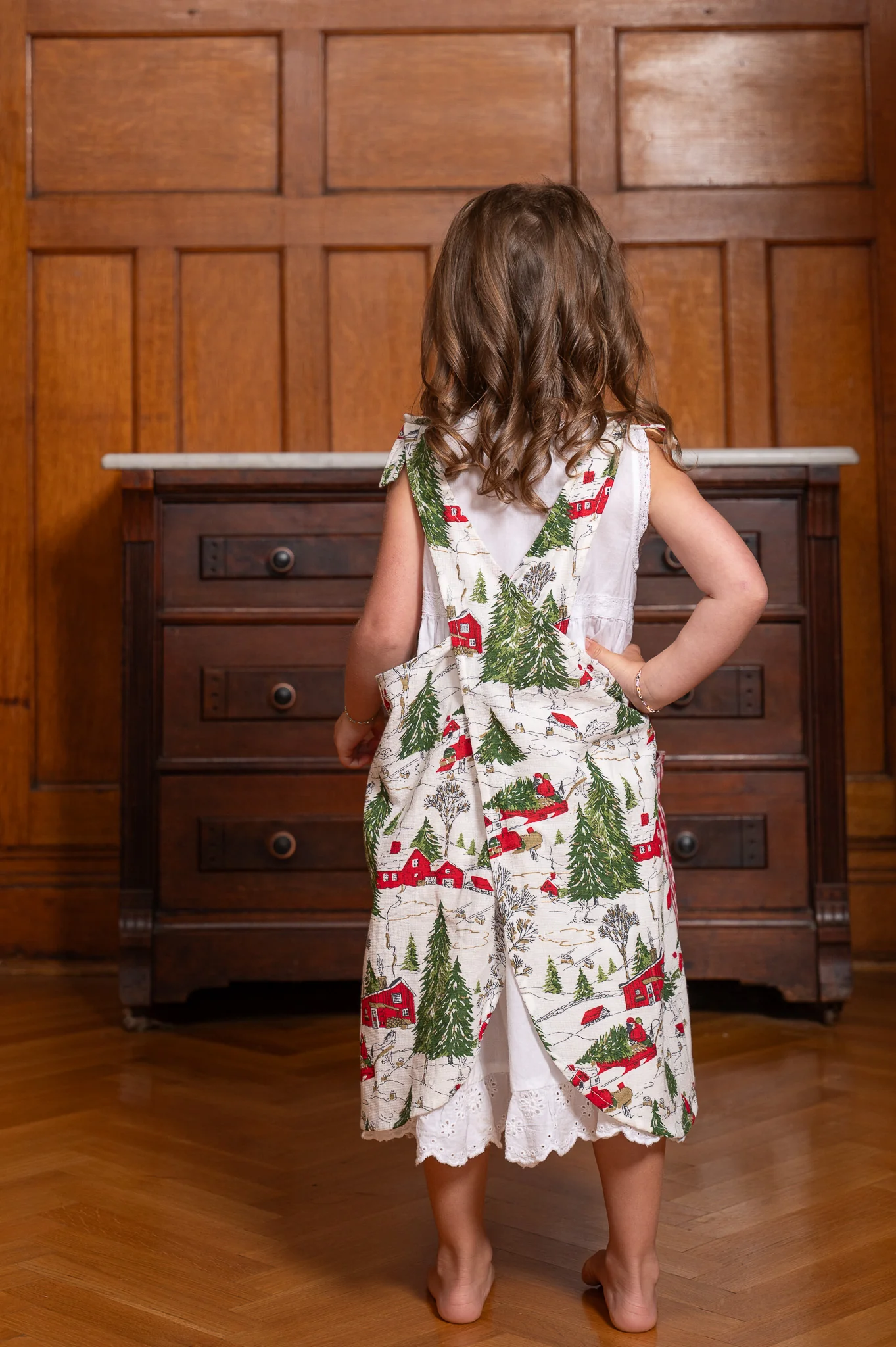 Limited-Edition Christmas Cottage Farmhouse Kids Apron - Image 3