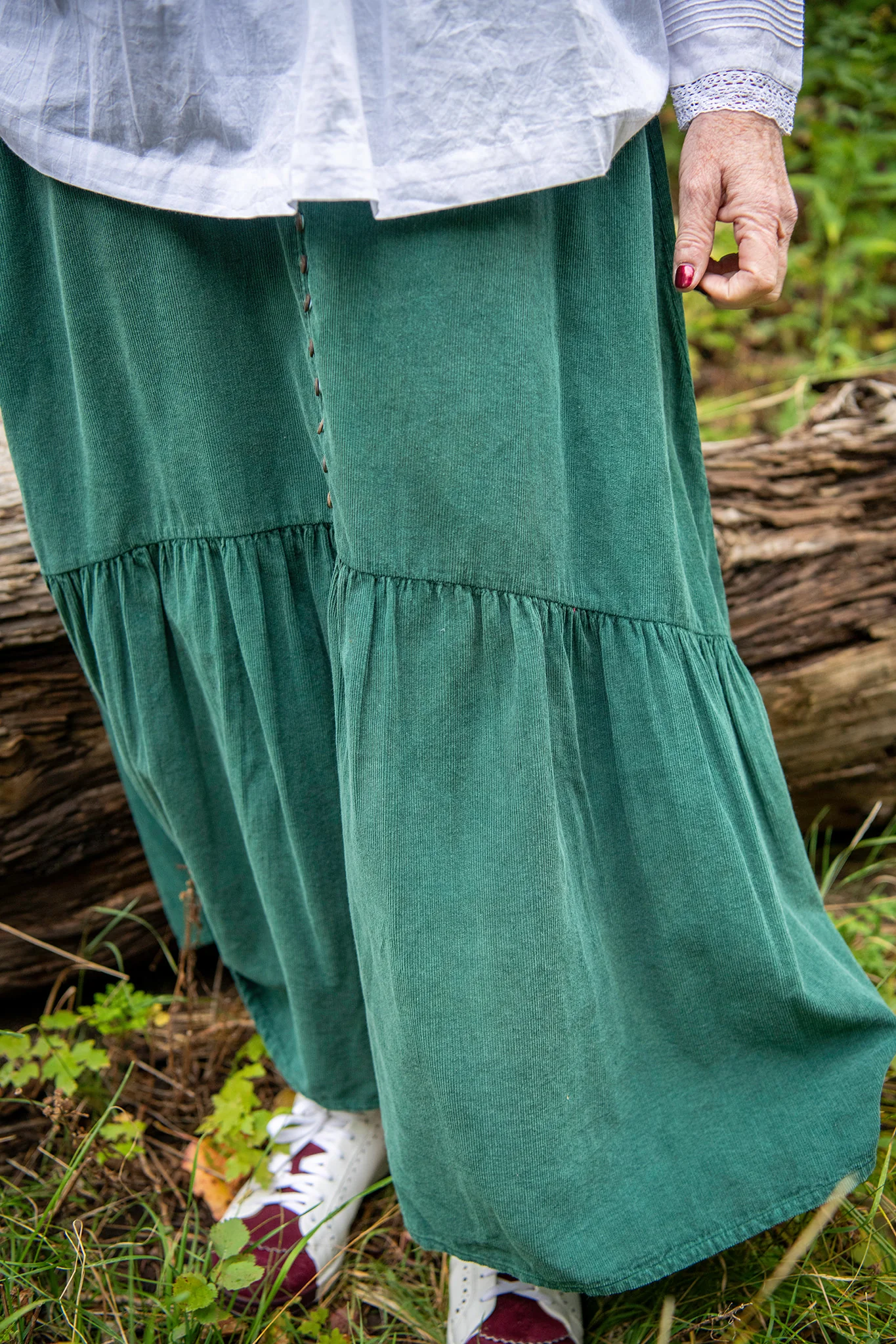 For Little House Lover's Homestead Cord Skirt in Green - Image 4
