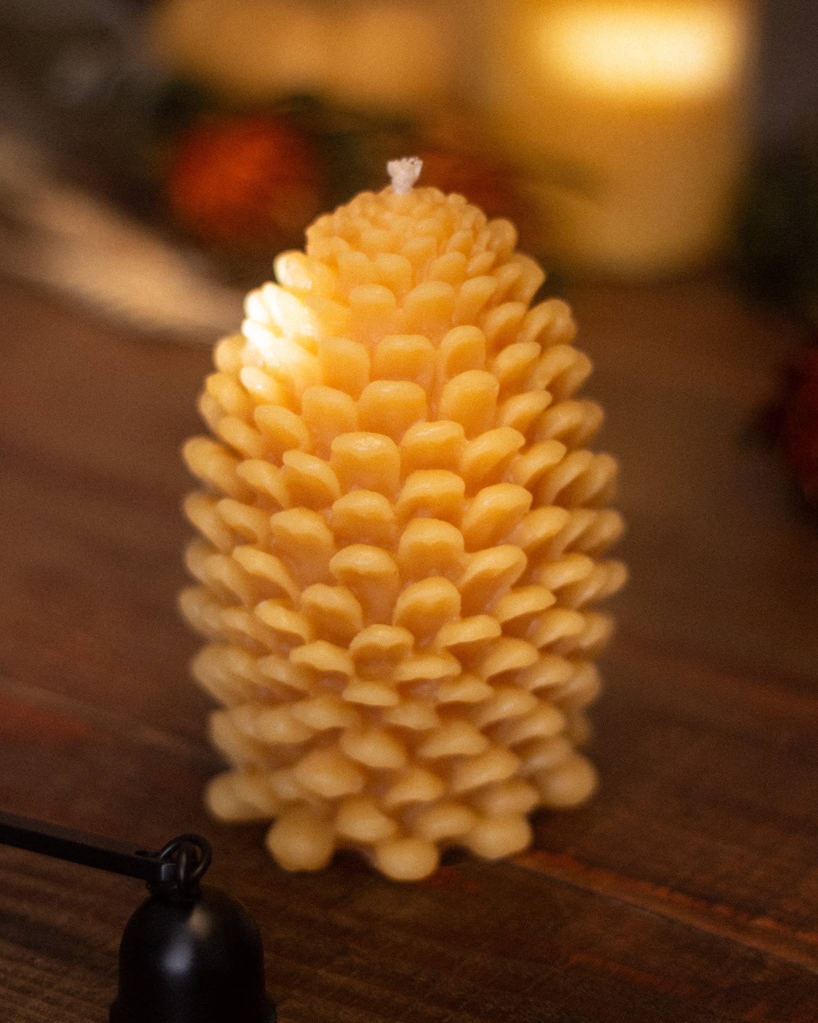 Large Pinecone Shaped Beeswax Candle - Image 3