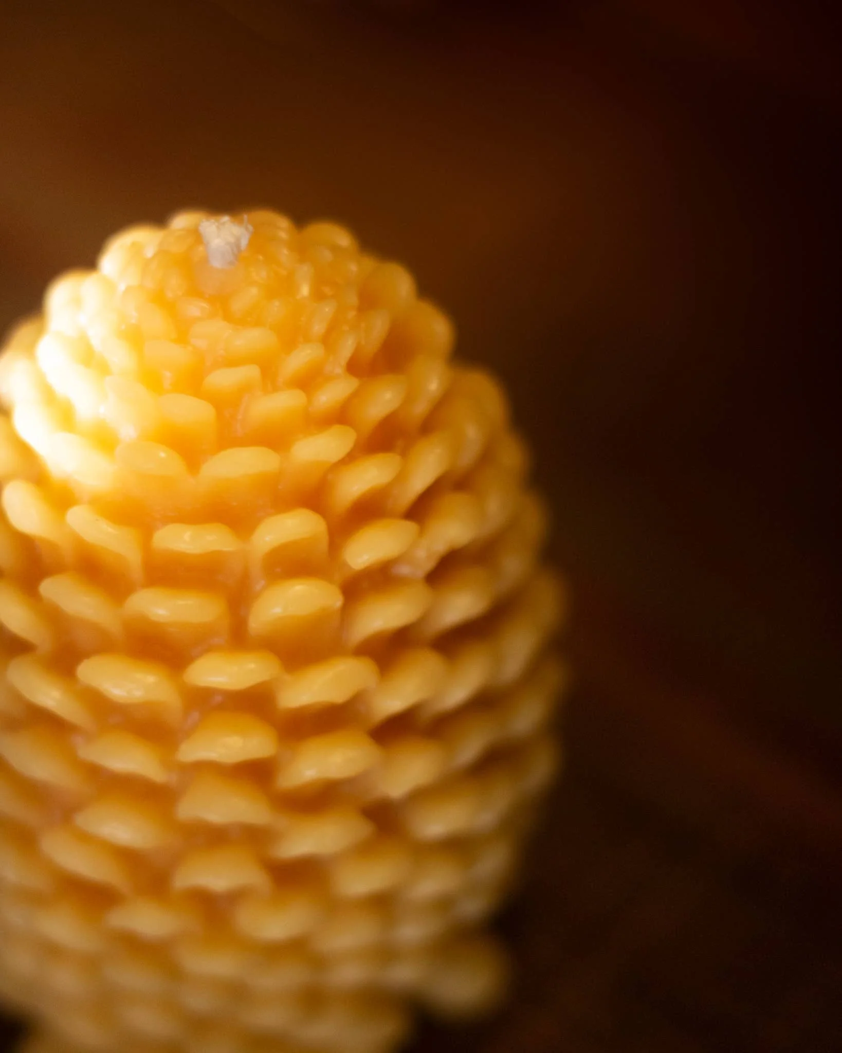 Large Pinecone Shaped Beeswax Candle - Image 4
