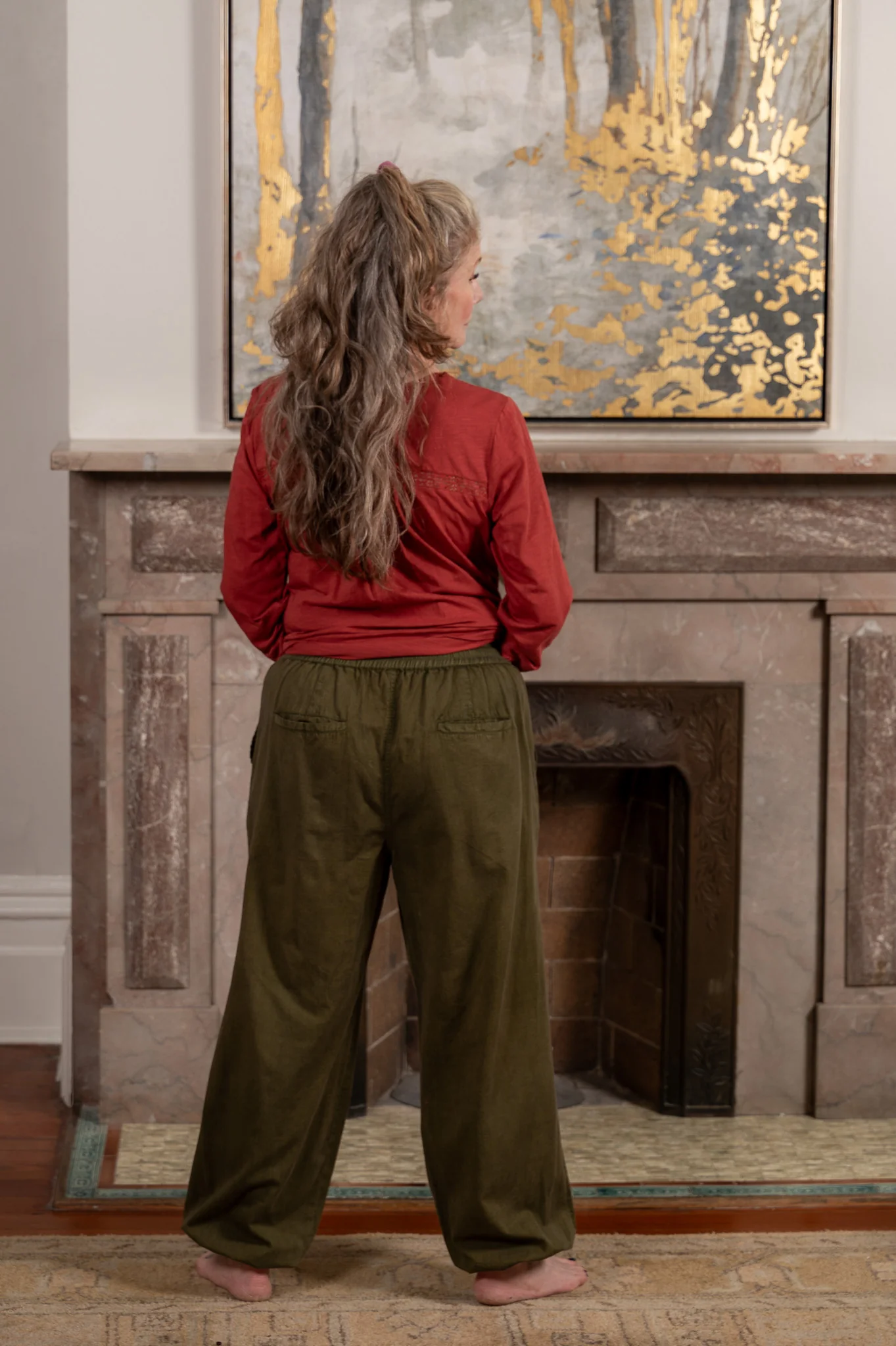 Oleson Embroidered Jogger in Olive - Image 7