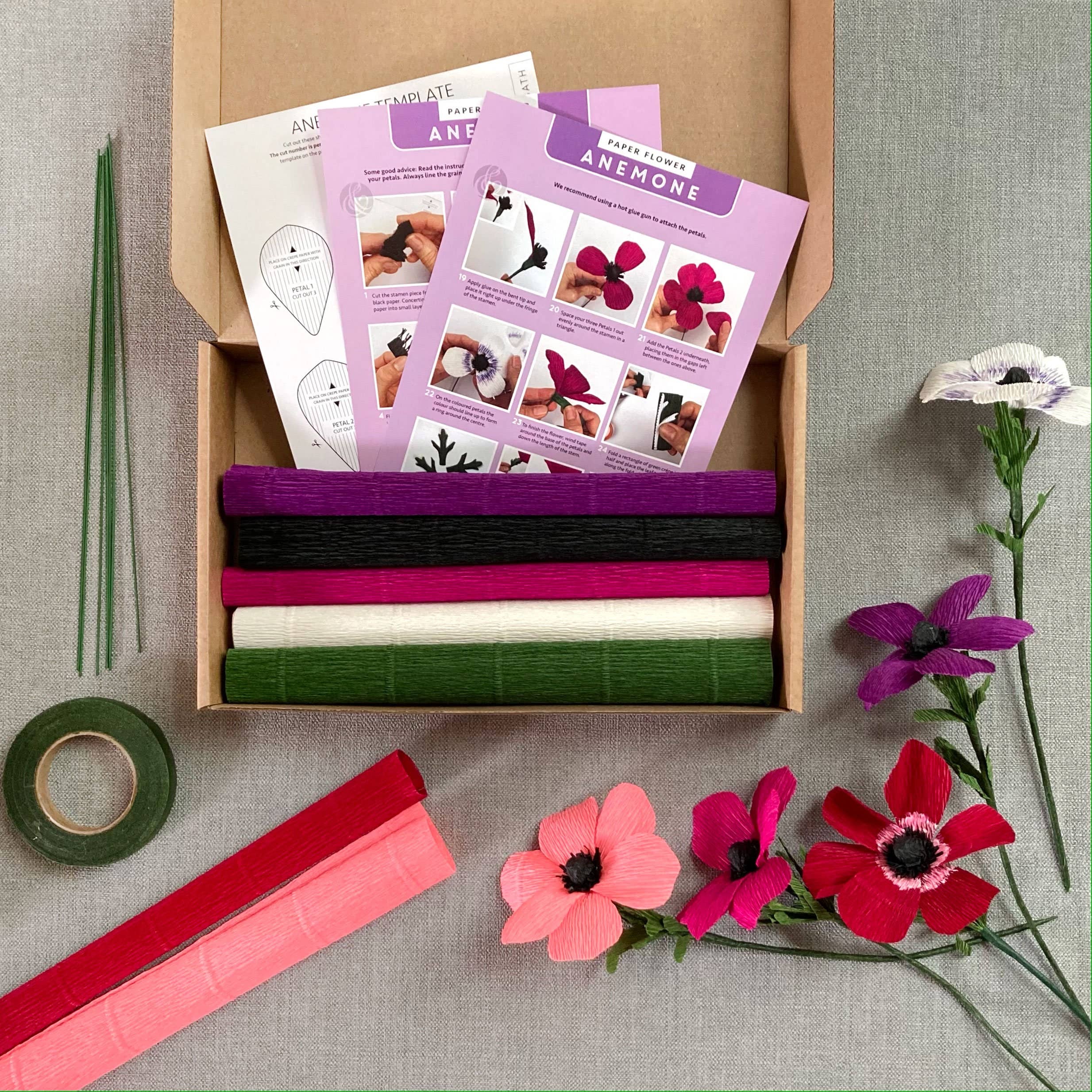 Paper Flower Kit in Anemone — Beginner Friendly - Image 3
