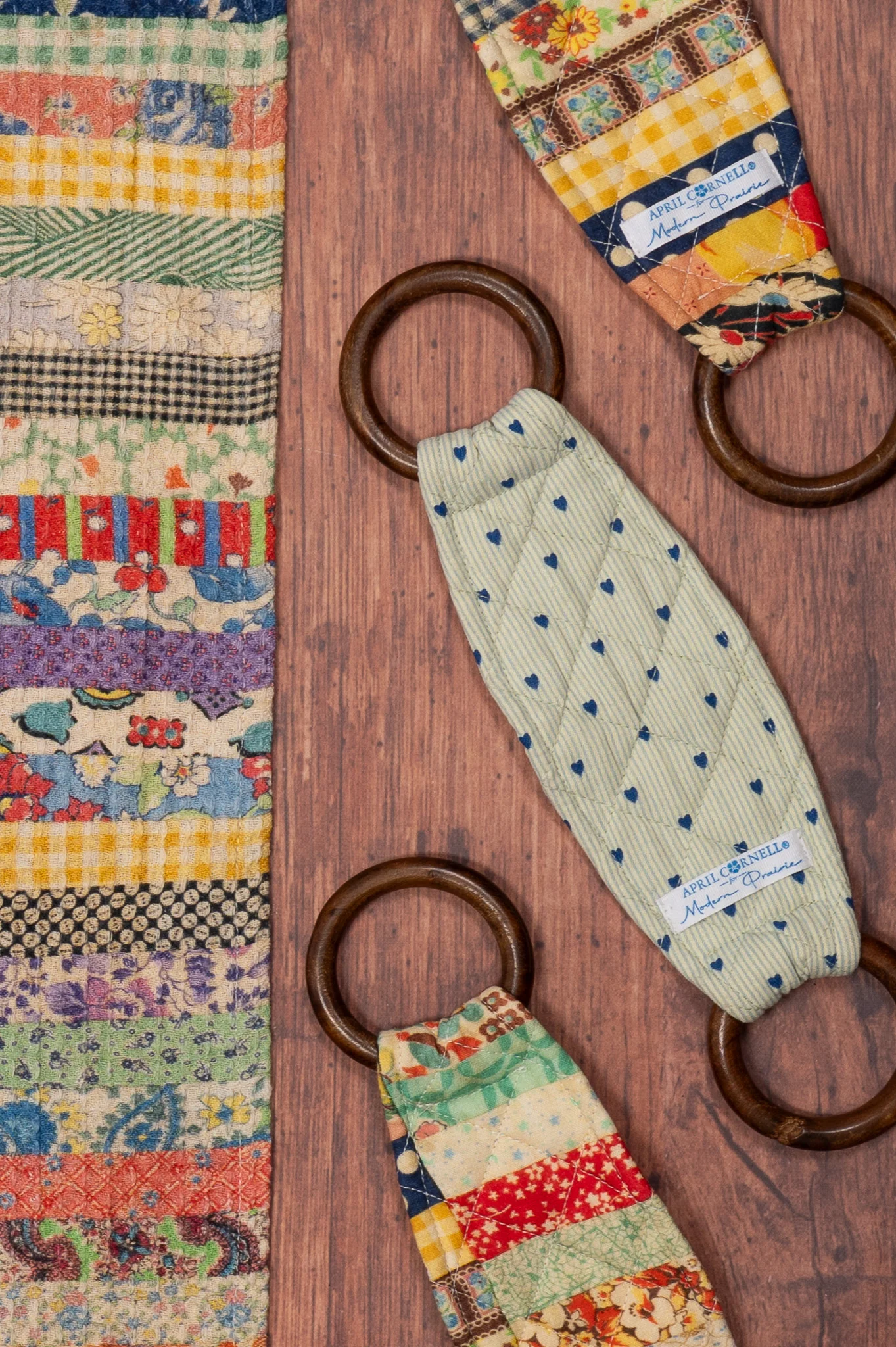 Patch Parade Tea Towel + Set Of 3 Wooden Loop Hangers - Image 4