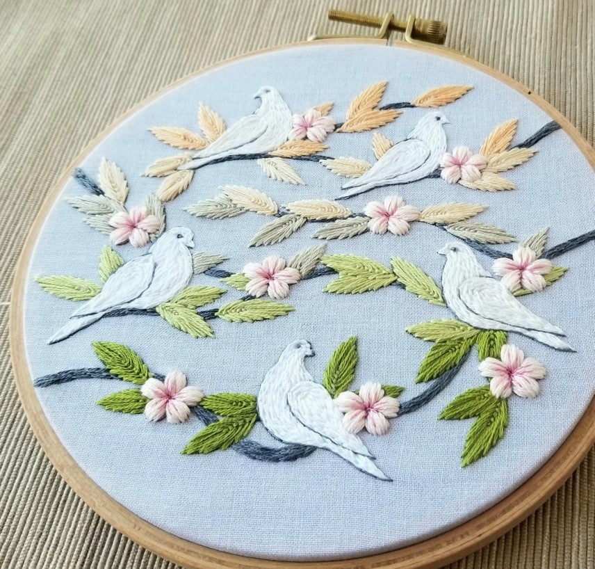 Peaceful Doves Beginner's Hand Embroidery Kit - Image 3