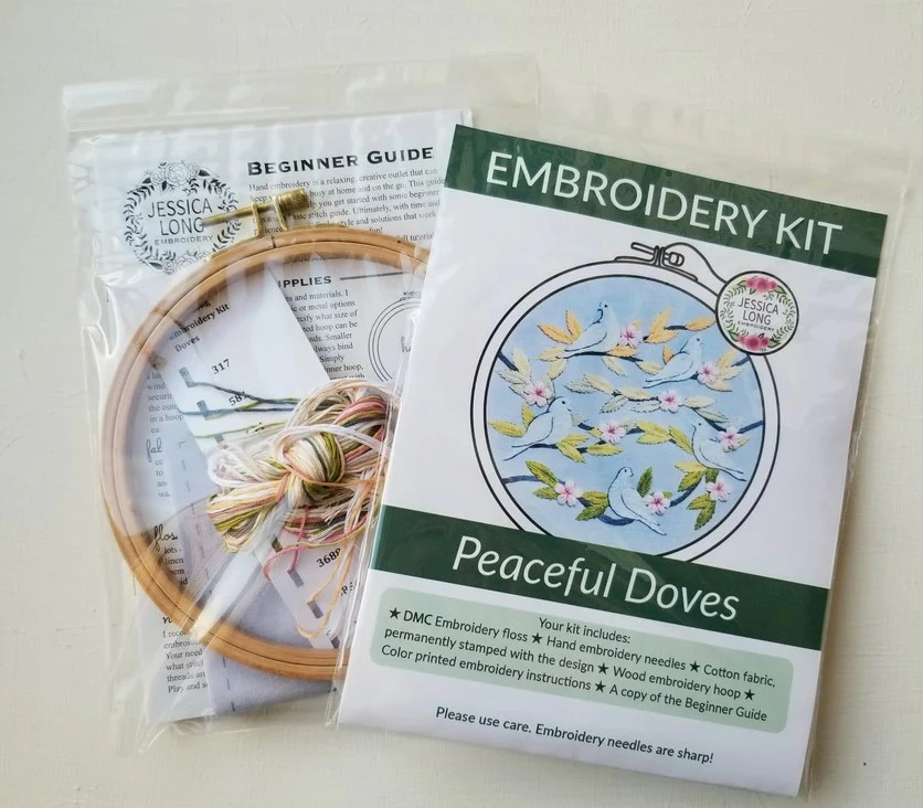 Peaceful Doves Beginner's Hand Embroidery Kit - Image 4