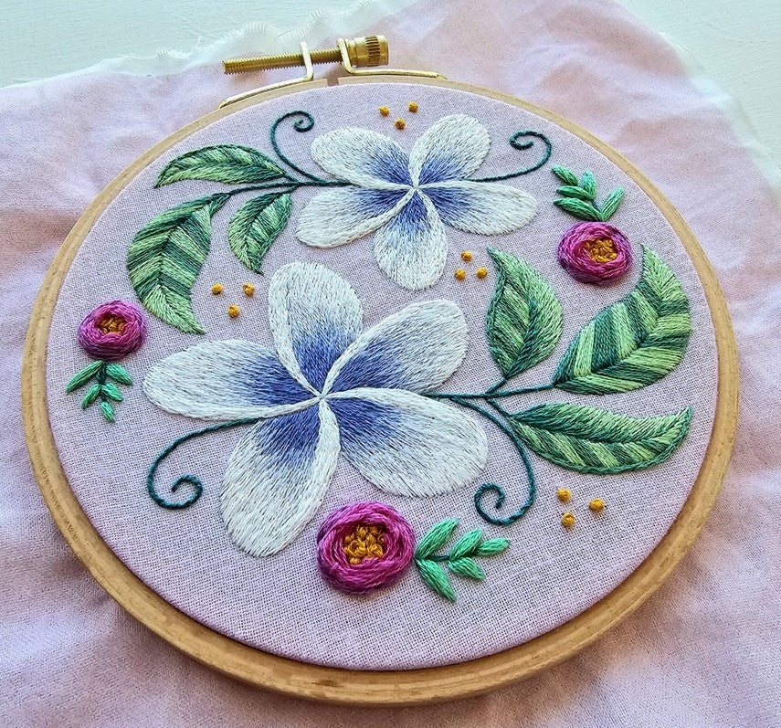 Plumeria Flower Beginner's Hand Embroidery Kit - Image 3