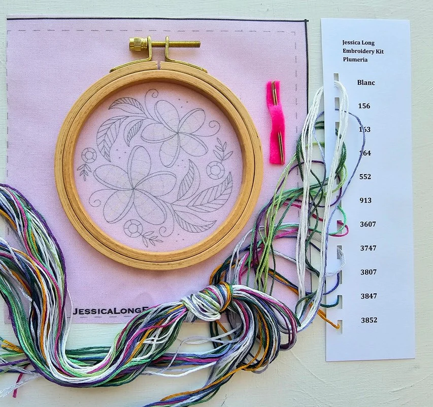 Plumeria Flower Beginner's Hand Embroidery Kit - Image 4