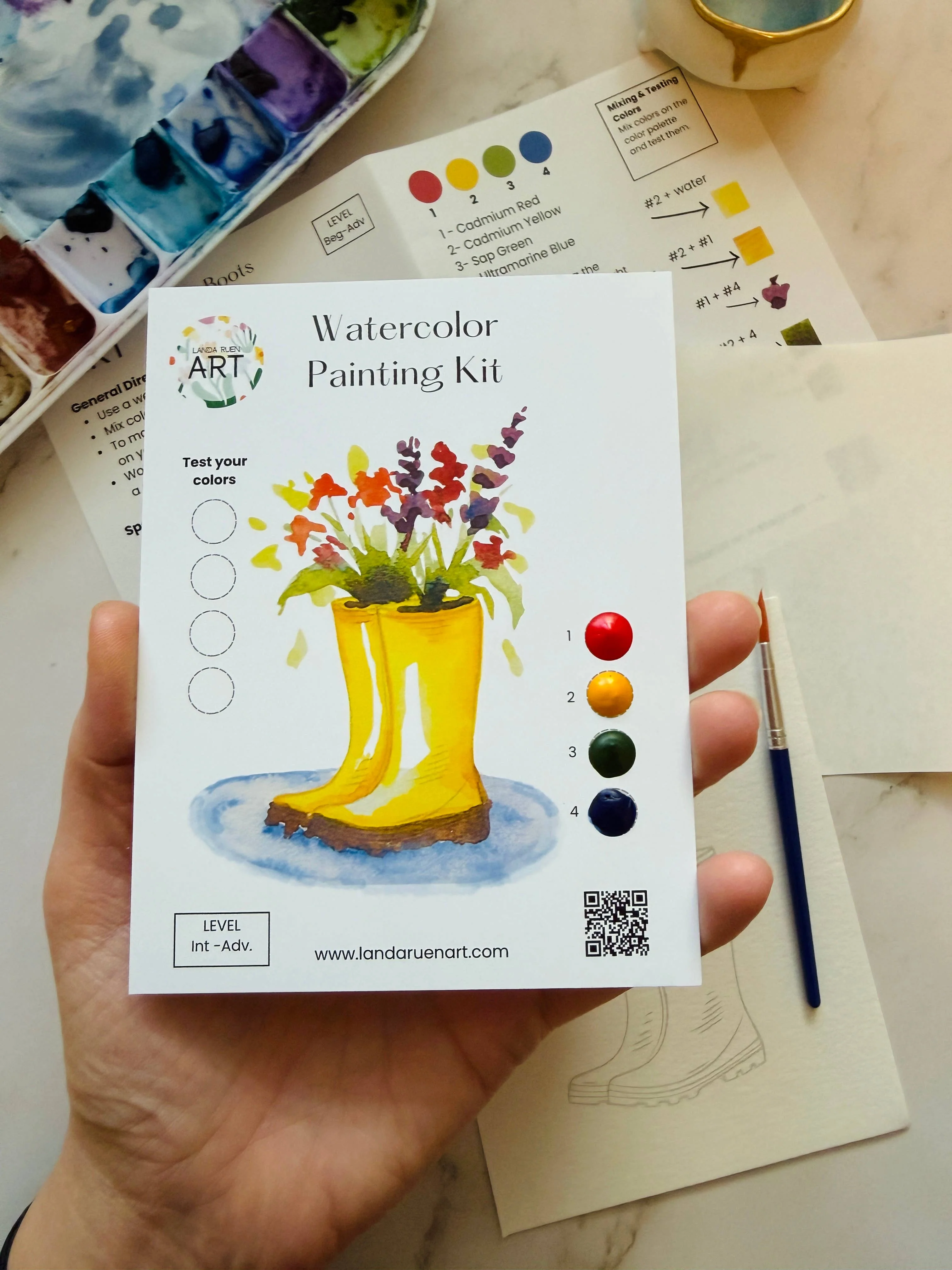 Rainboot Flower Bouquet Watercolor Kit - Image 3