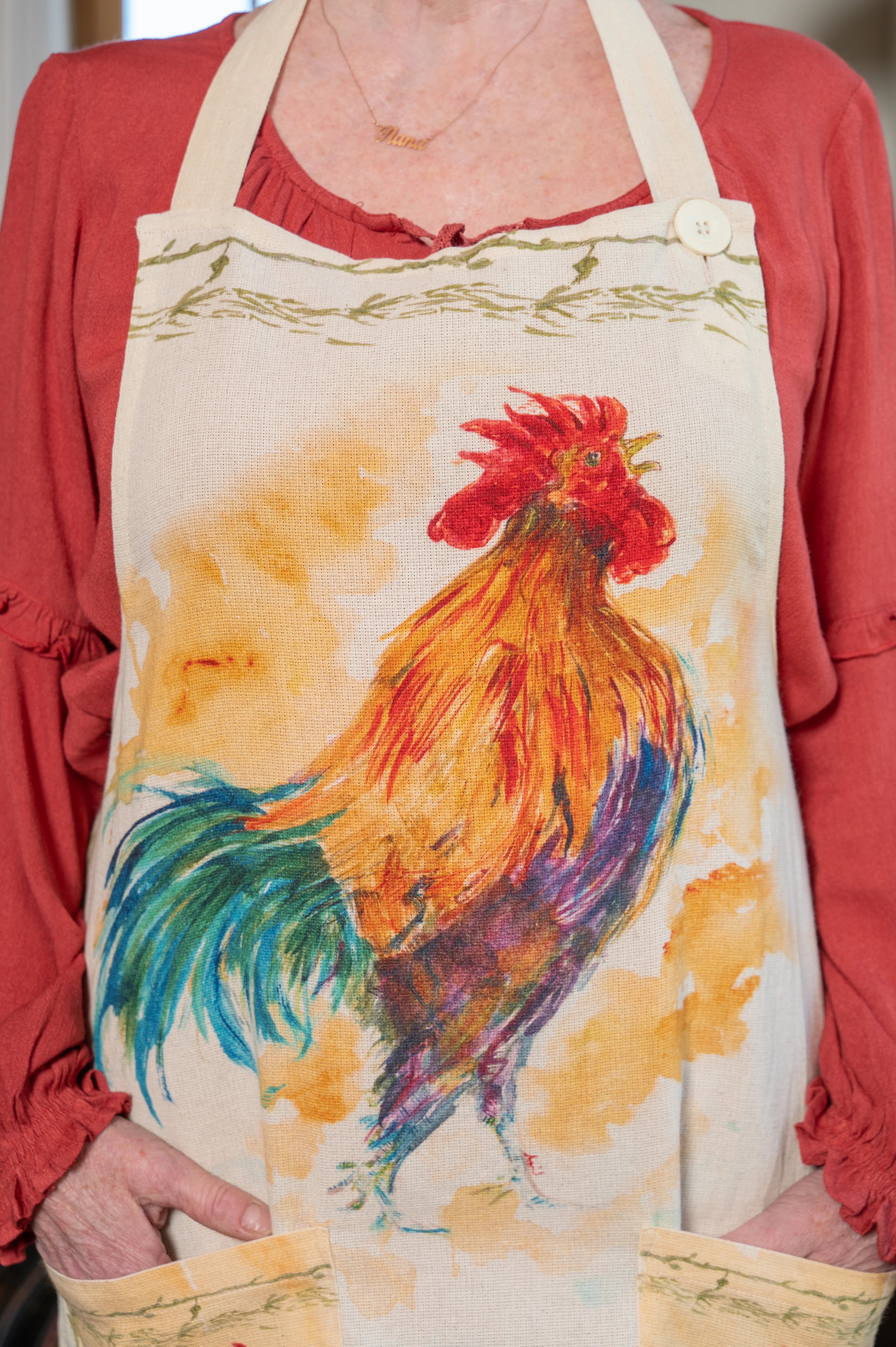 Rooster Watercolor Chef Apron - Image 4