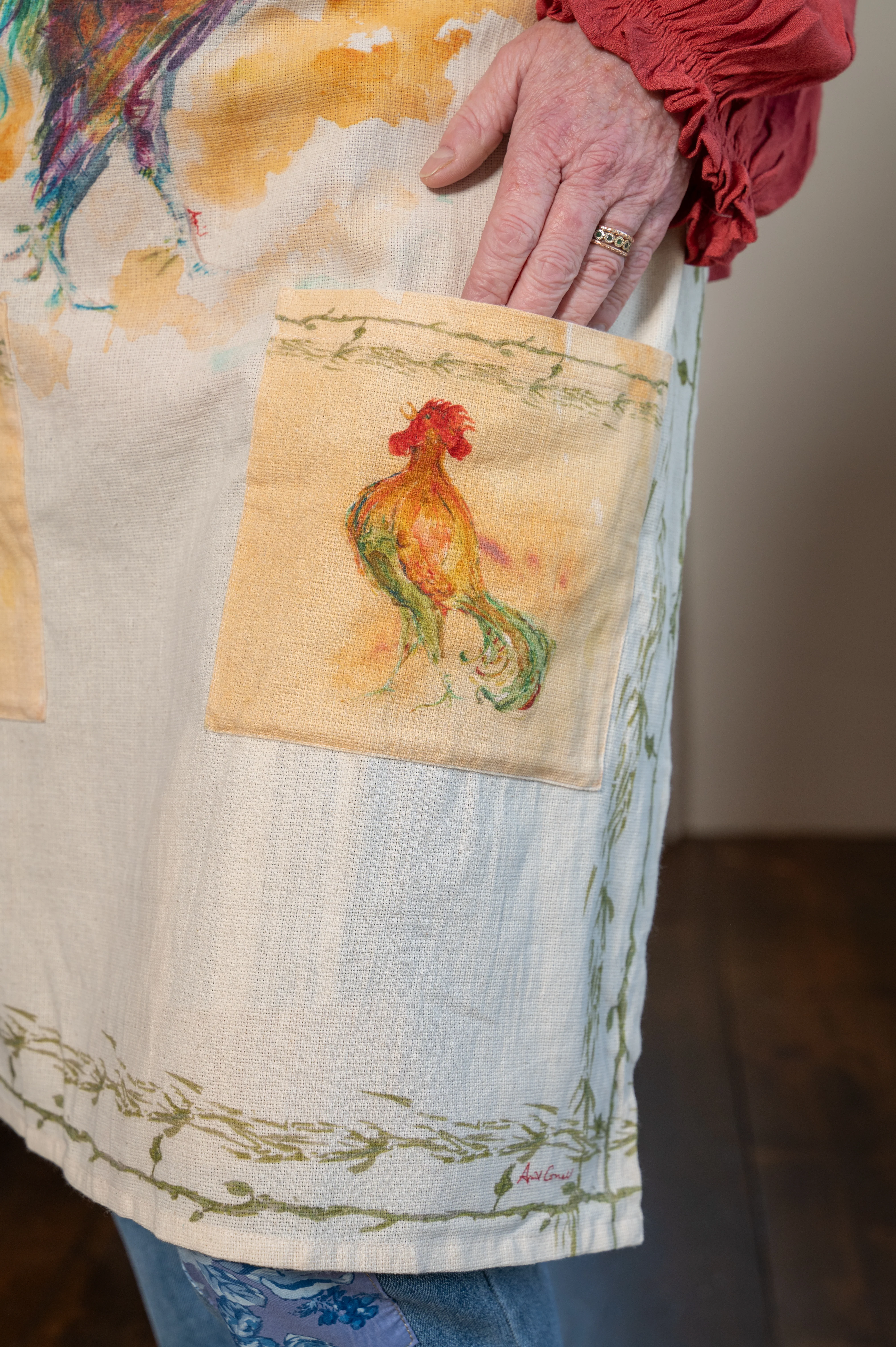 Rooster Watercolor Chef Apron - Image 5