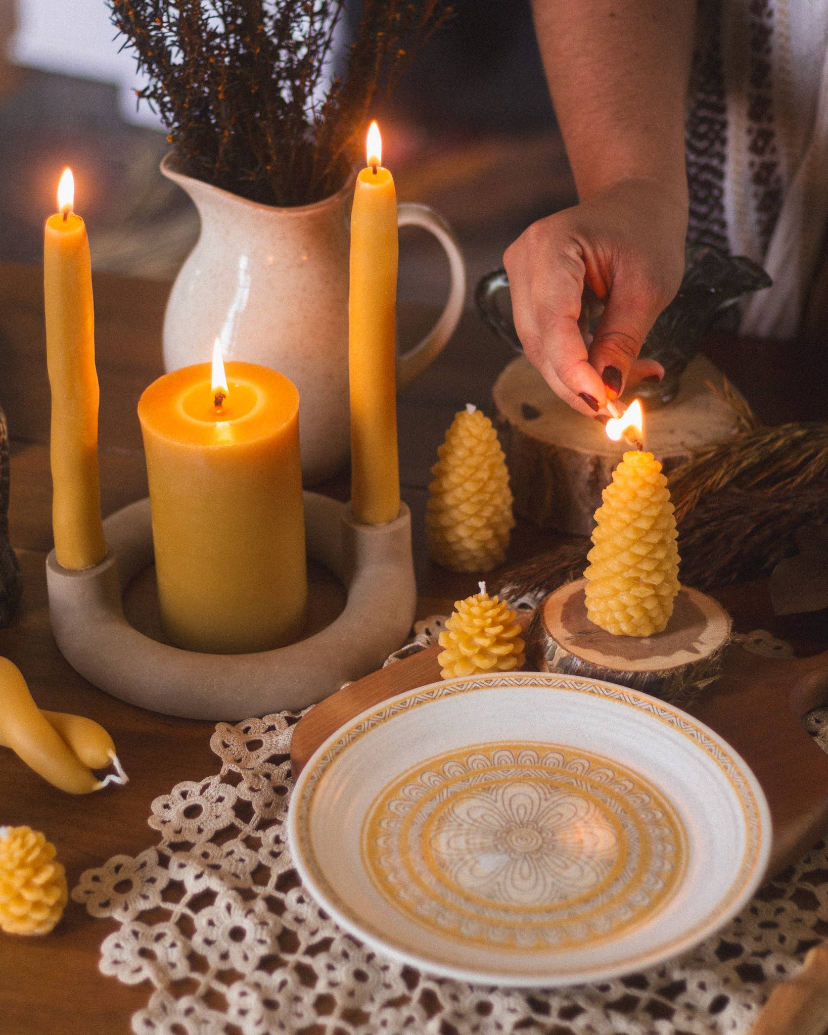 Small Pinecone Beeswax Candle - Image 3