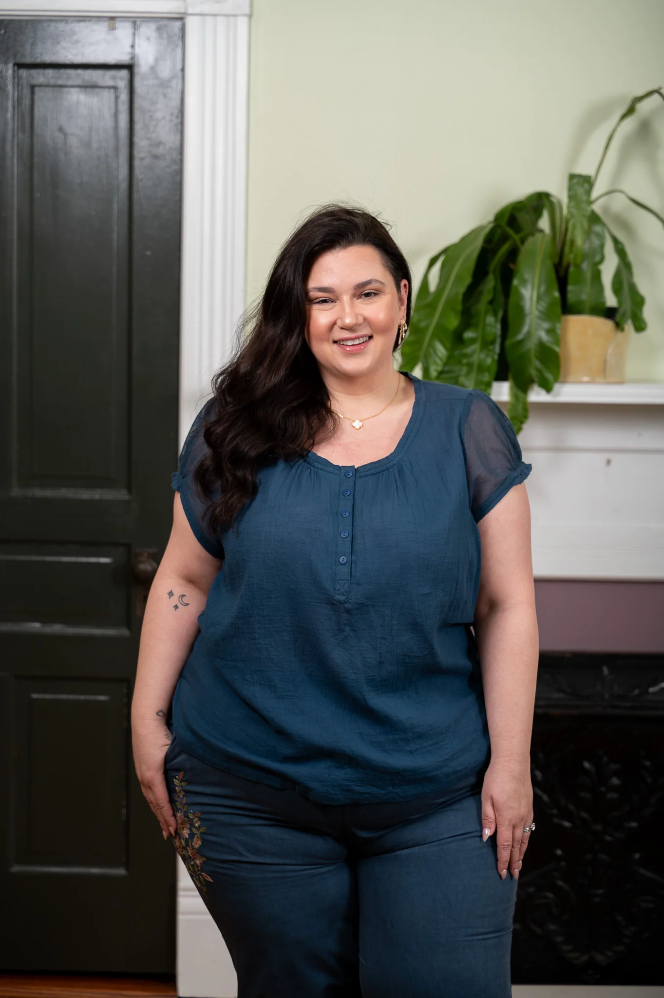 The Judy Blouse in Navy - Image 8