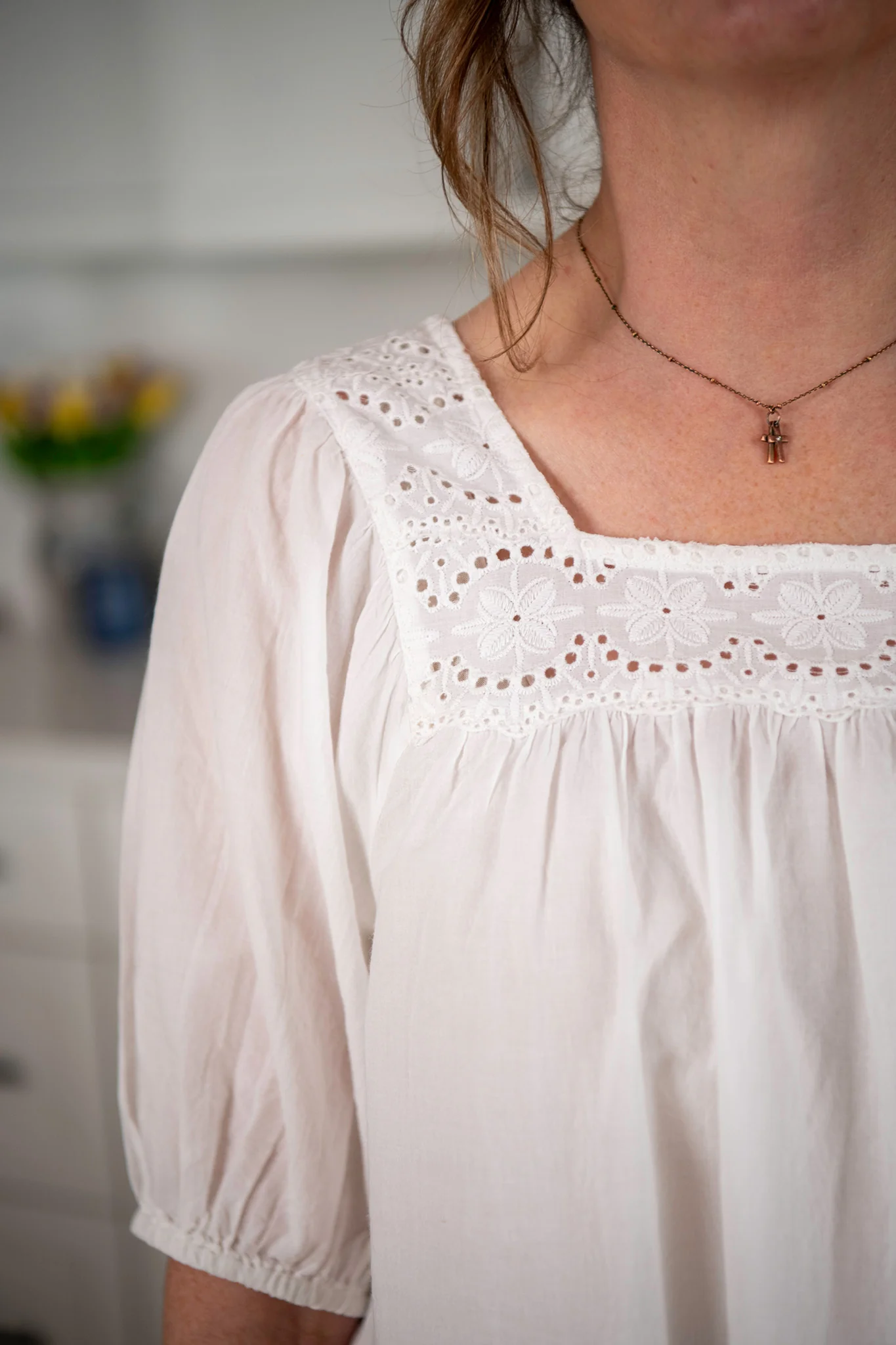 The Prairie Eyelet Everyday Blouse in White - Image 3